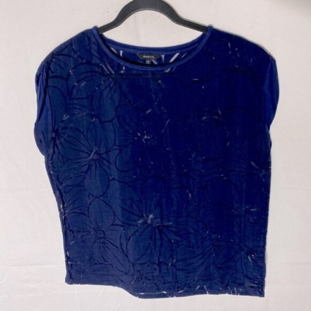 5/$25 RW&CO. Blue Semi Sheer Short Sleeve Blouse M
